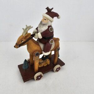 Vintage Santa Sitting On A Deer Americana Christmas  2001 Kathy Killip Stylish